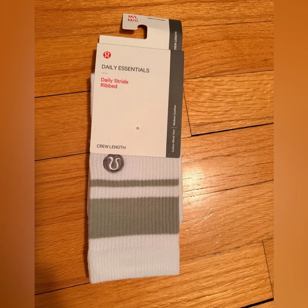 lululemon athletica Daily Stride Ribbed Crew Socks - White and Gray